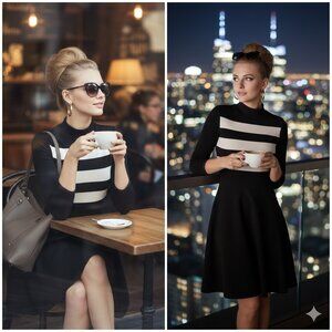 BCBGeneration Mock Neck Skater Dress